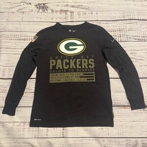 Nike Green Bay‎ Packers Dry Fit NFL Salute to Service Black Shirt Youth Size M